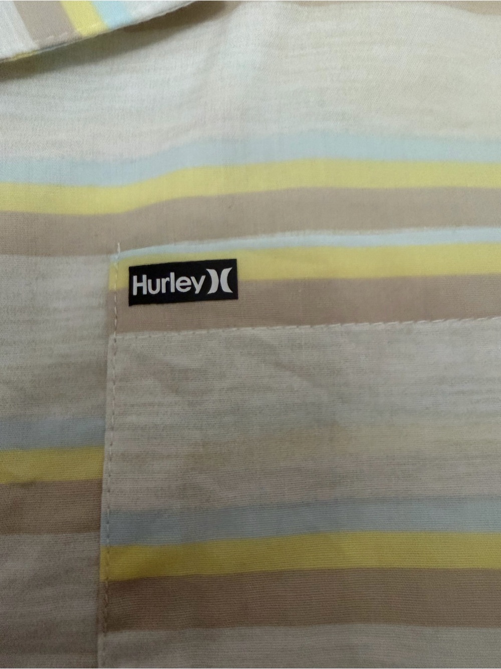 Hurley Boys’ Yellow & Beige Striped Short Sleeve Button-Down Shirt – Size 7/8 - Picture 5 of 6